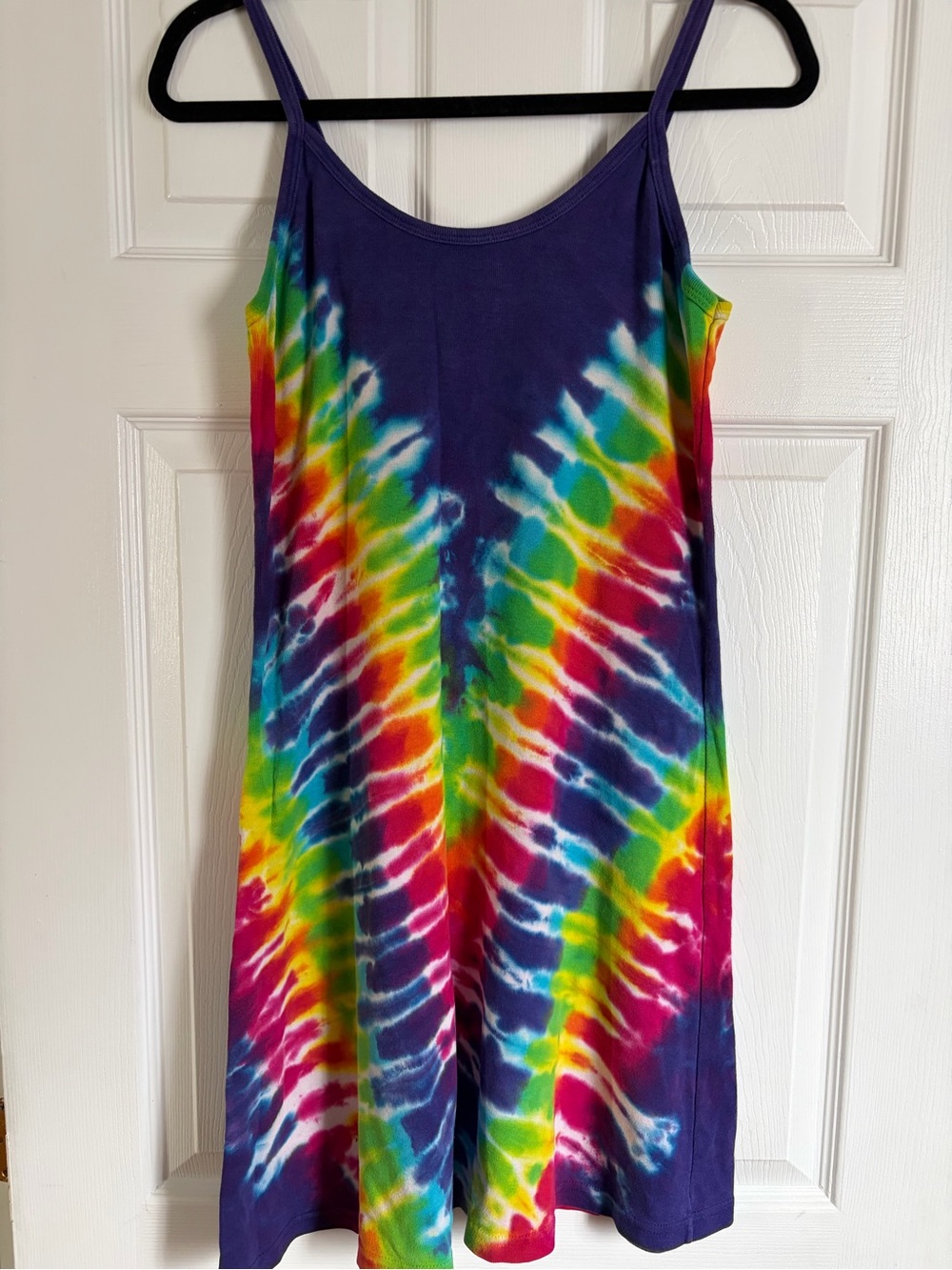 Vintage Rainbow Tie Dye Cotton Cami Dress 🌈 Stretchy Fits S-L